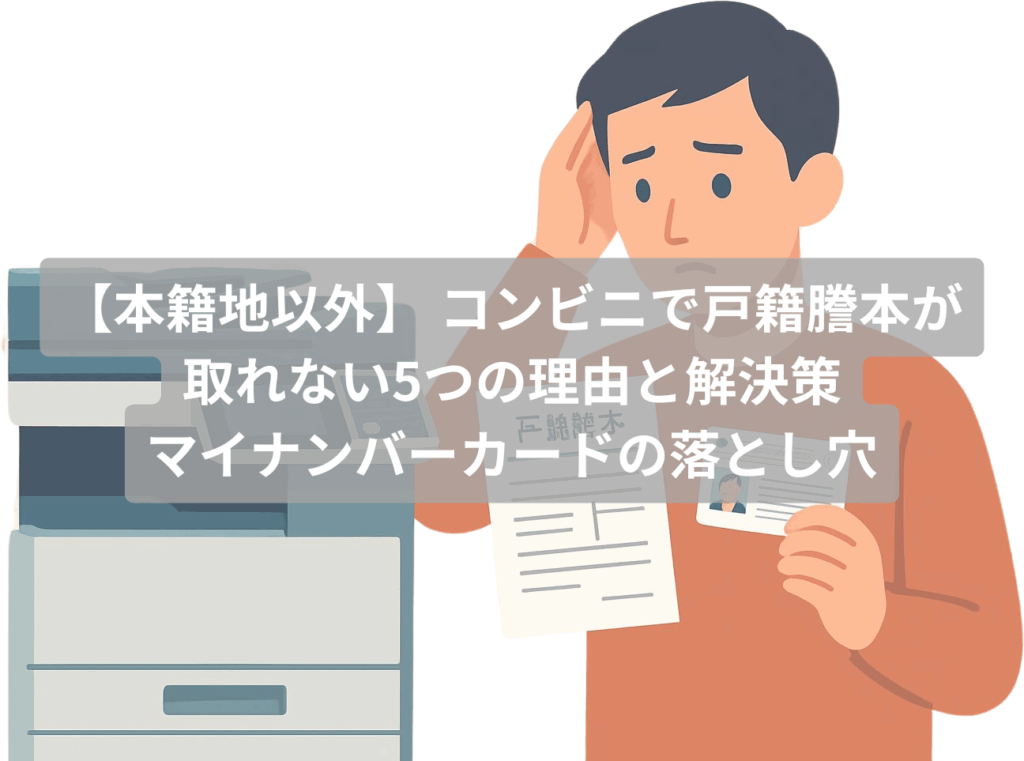 【本籍地以外】 コンビニで戸籍謄本が取れない5つの理由と解決策
マイナンバーカードの落とし穴